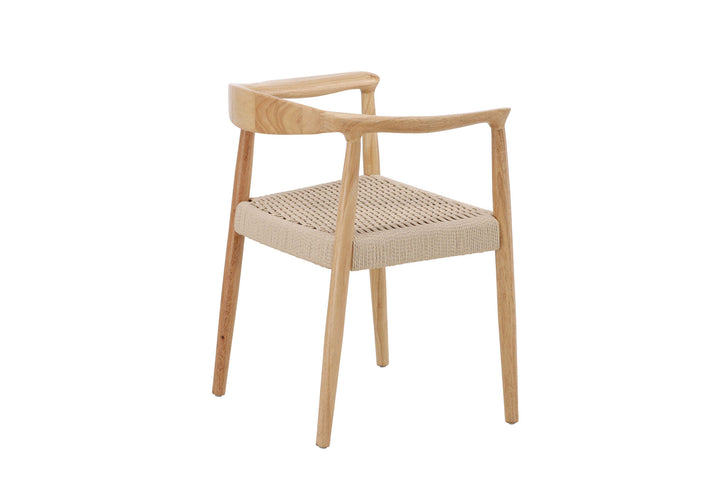 Vind Lovön Dining Chair 2-Pack - Rubberwood Frame Whitewash / Beige Rope