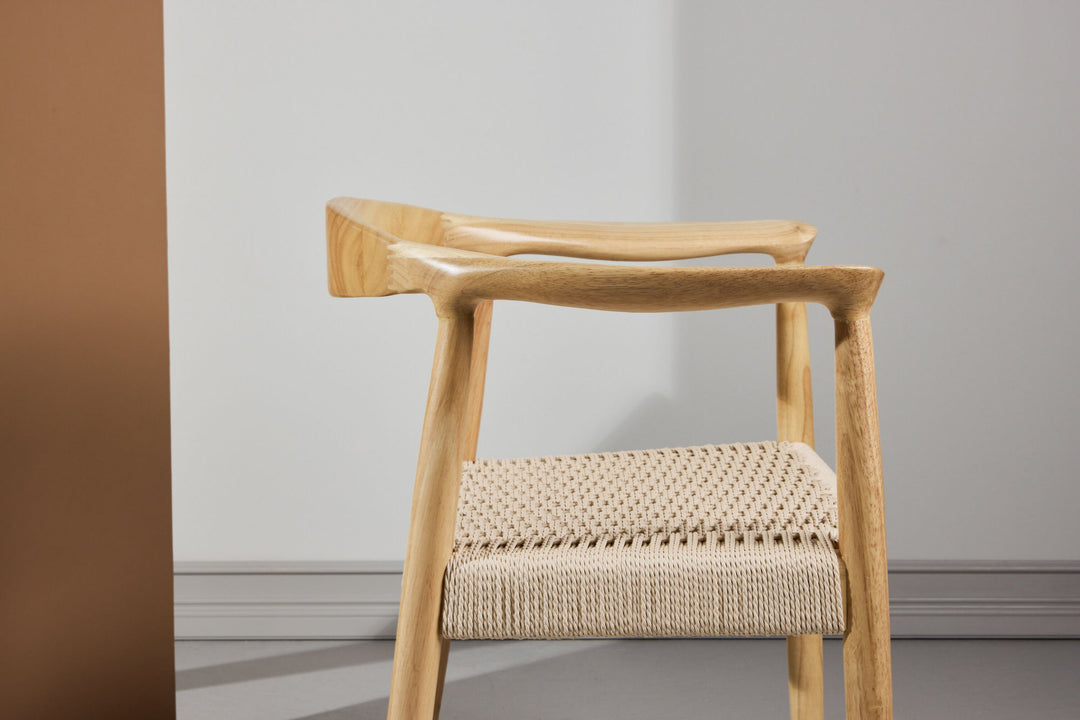 Vind Lovön Dining Chair 2-Pack - Rubberwood Frame Whitewash / Beige Rope