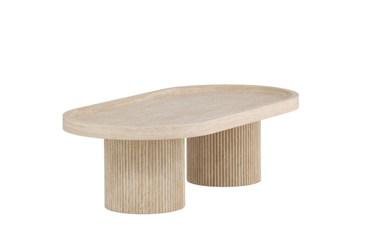 Venture Home Krille Sofa Table 120x60x35 cm - MDF with 3D Paper / Travertinelook