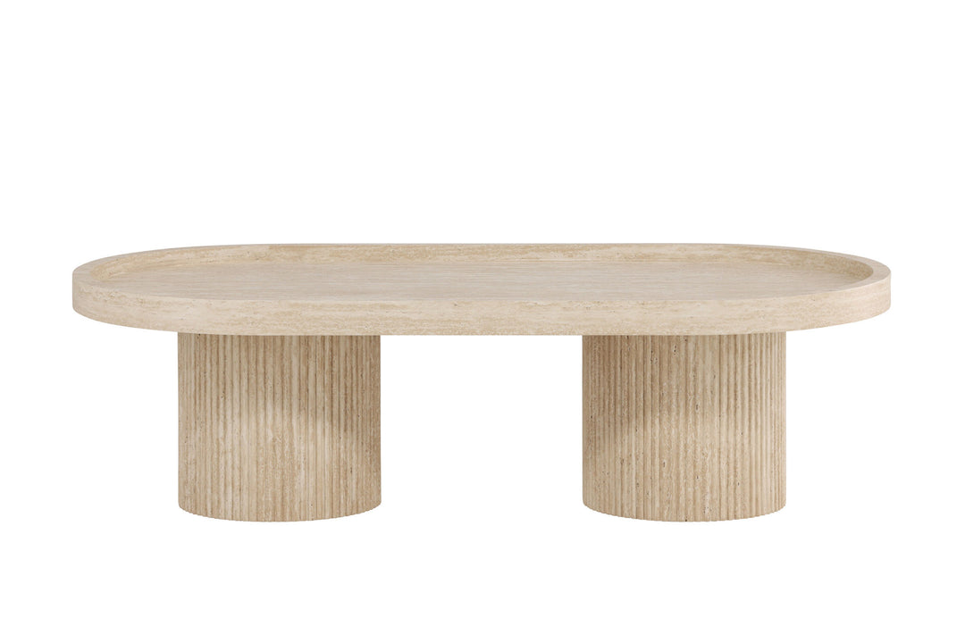 Venture Home Krille Sofa Table 120x60x35 cm - MDF with 3D Paper / Travertinelook