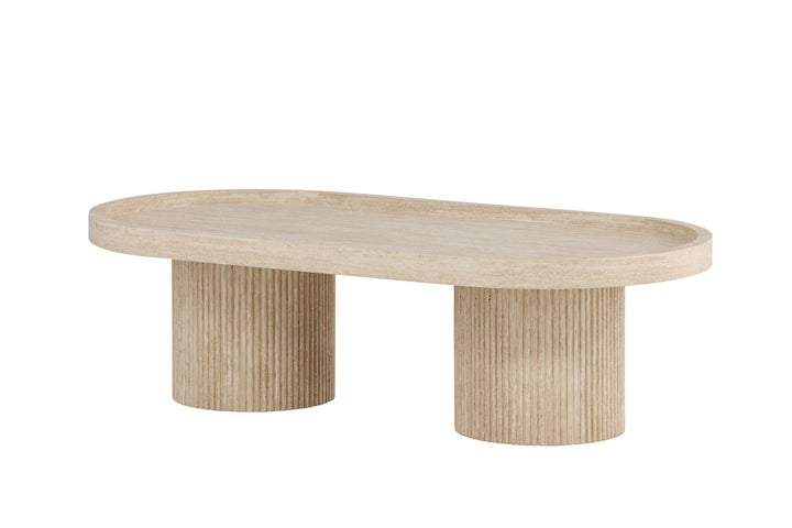 Venture Home Krille Sofa Table 120x60x35 cm - MDF with 3D Paper / Travertinelook
