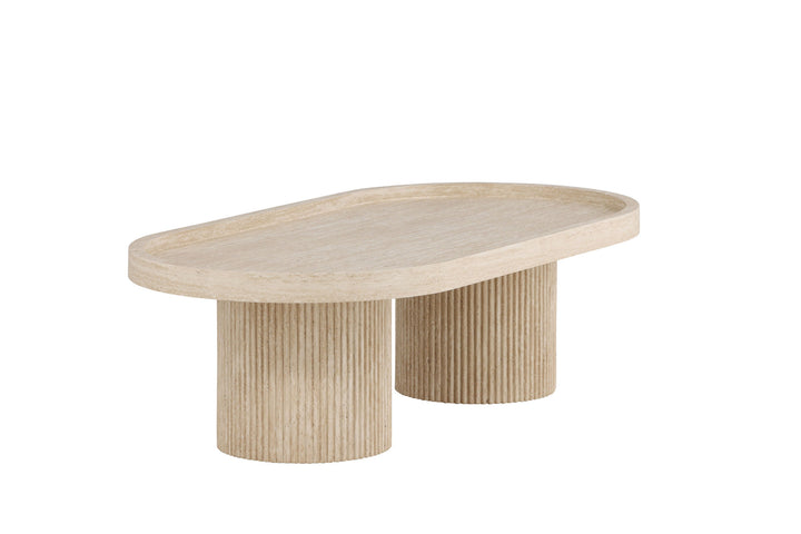 Venture Home Krille Sofa Table 120x60x35 cm - MDF with 3D Paper / Travertinelook