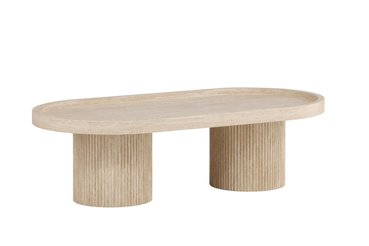 Venture Home Krille Sofa Table 120x60x35 cm - MDF with 3D Paper / Travertinelook