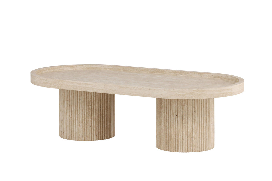 Venture Home Krille Sofa Table 120x60x35 cm - MDF with 3D Paper / Travertinelook