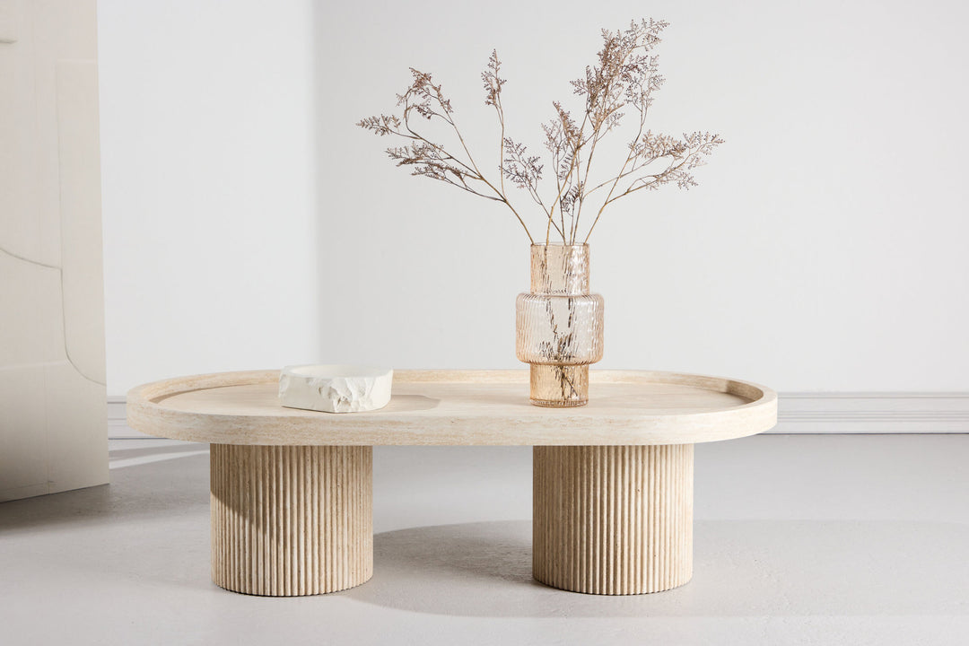 Venture Home Krille Sofa Table 120x60x35 cm - MDF with 3D Paper / Travertinelook