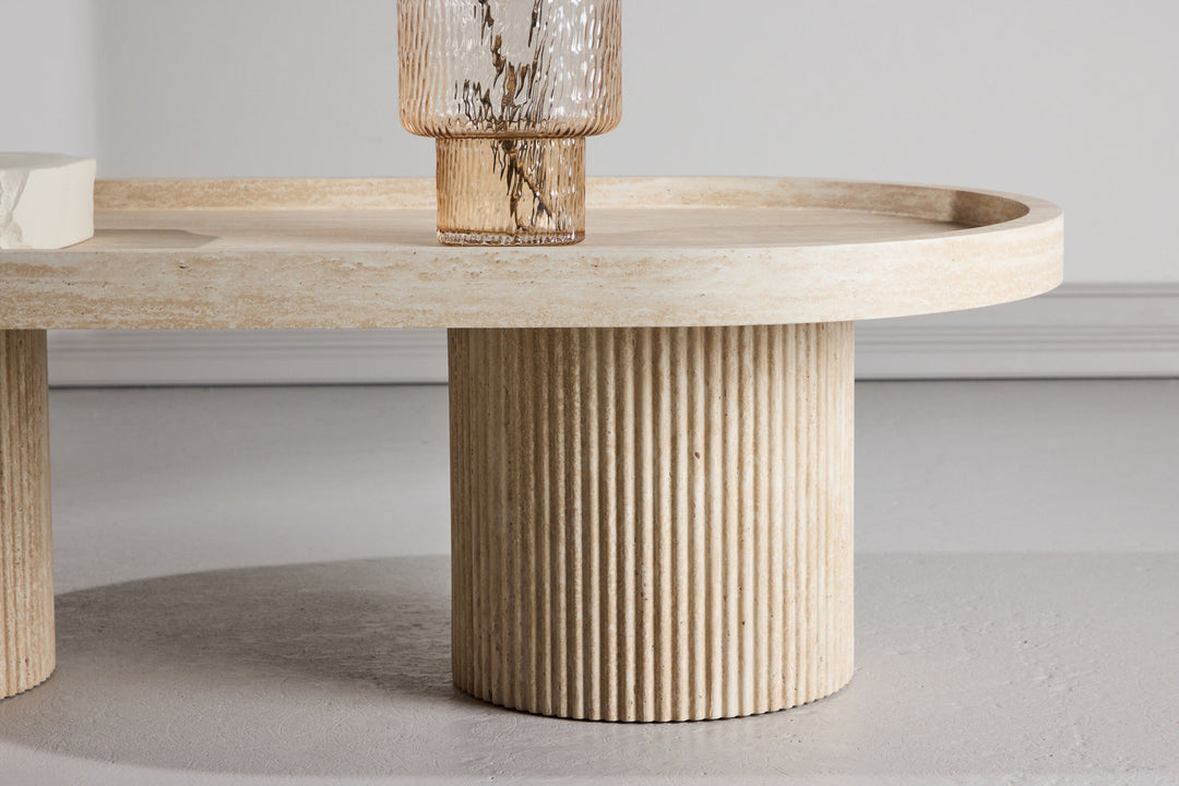Venture Home Krille Sofa Table 120x60x35 cm - MDF with 3D Paper / Travertinelook
