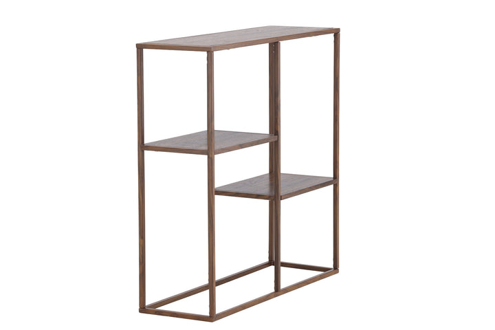Venture Home Staal Bookcase 80x26x81 cm - Steel Frame Walnut / MDF with Walnut 3D Paper