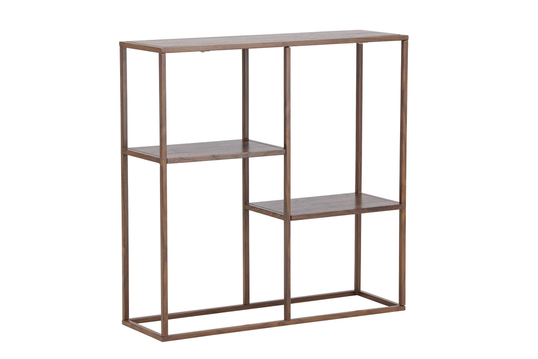 Venture Home Staal Bookcase 80x26x81 cm - Steel Frame Walnut / MDF with Walnut 3D Paper