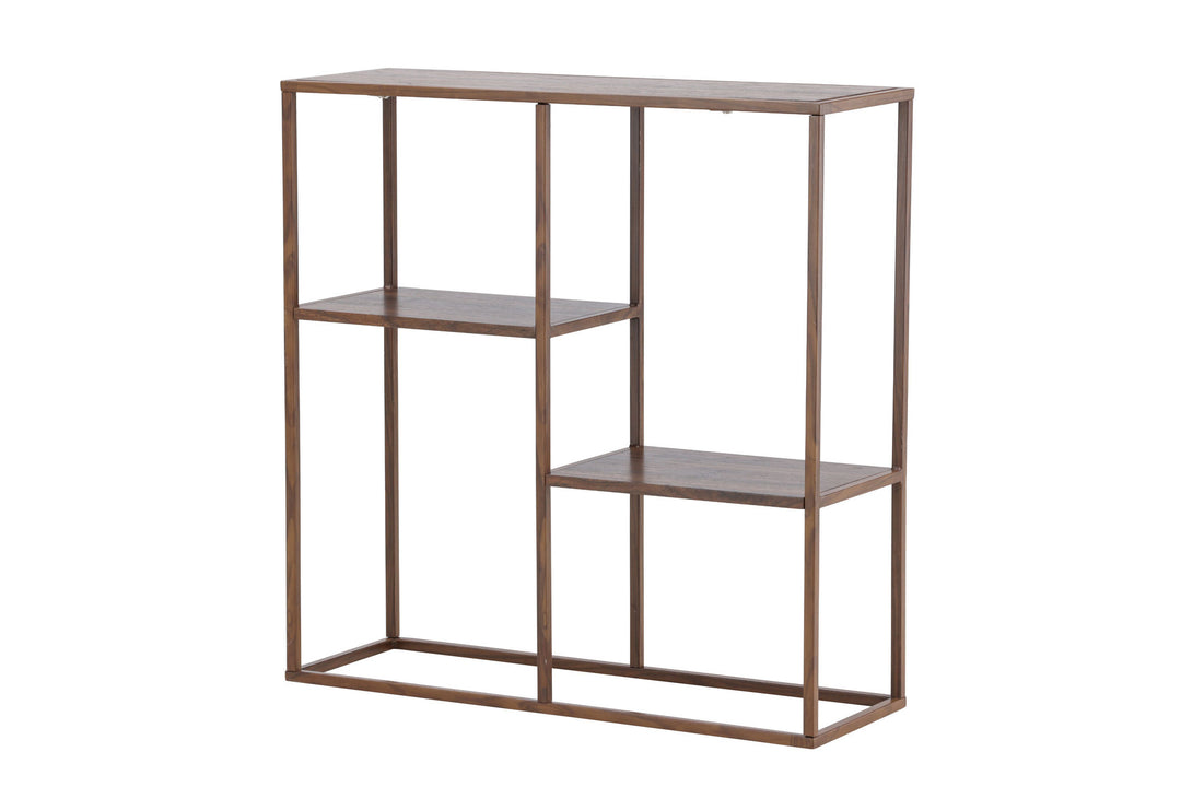 Venture Home Staal Bookcase 80x26x81 cm - Steel Frame Walnut / MDF with Walnut 3D Paper