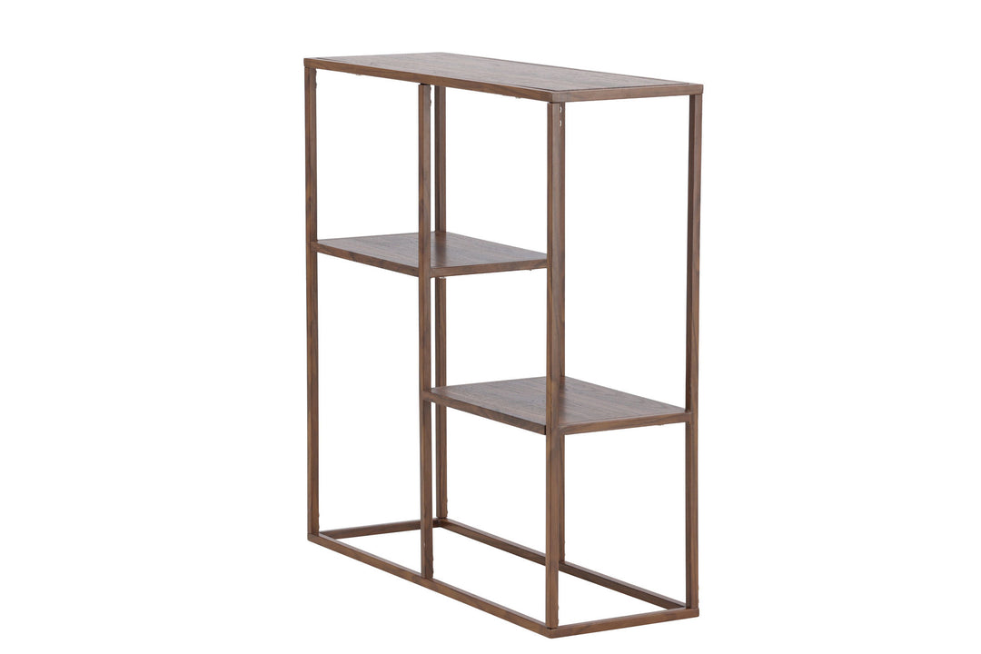Venture Home Staal Bookcase 80x26x81 cm - Steel Frame Walnut / MDF with Walnut 3D Paper
