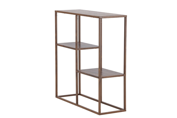 Venture Home Staal Bookcase 80x26x81 cm - Steel Frame Walnut / MDF with Walnut 3D Paper