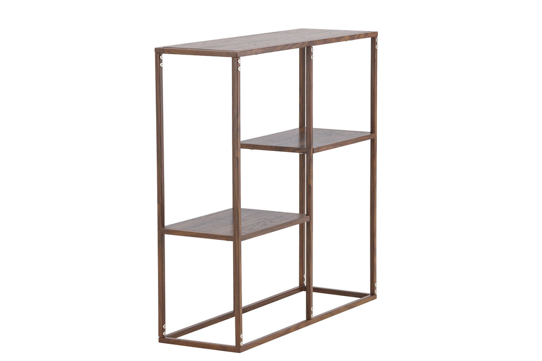 Venture Home Staal Bookcase 80x26x81 cm - Steel Frame Walnut / MDF with Walnut 3D Paper