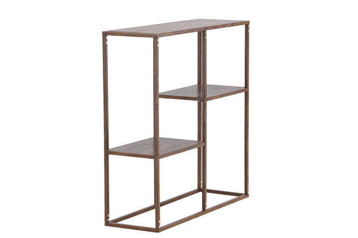 Venture Home Staal Bookcase 80x26x81 cm - Steel Frame Walnut / MDF with Walnut 3D Paper