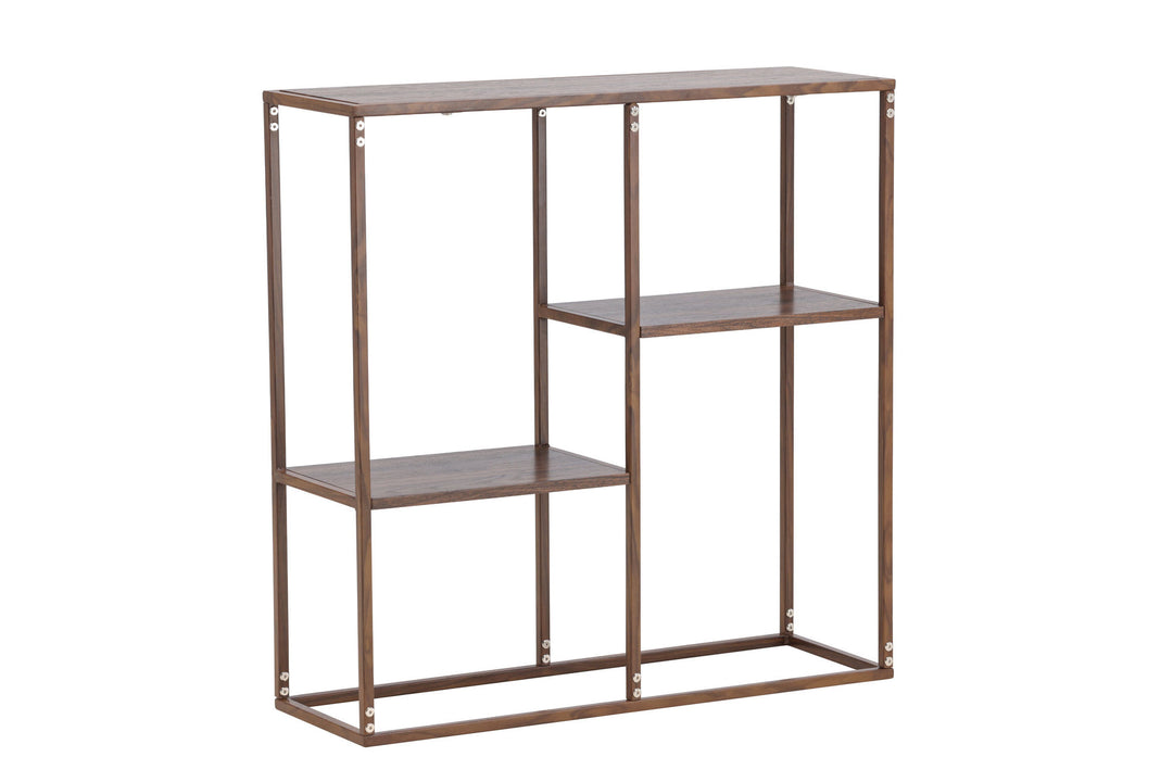 Venture Home Staal Bookcase 80x26x81 cm - Steel Frame Walnut / MDF with Walnut 3D Paper