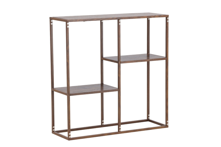 Venture Home Staal Bookcase 80x26x81 cm - Steel Frame Walnut / MDF with Walnut 3D Paper