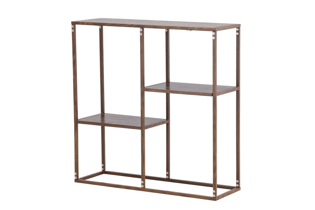 Venture Home Staal Bookcase 80x26x81 cm - Steel Frame Walnut / MDF with Walnut 3D Paper