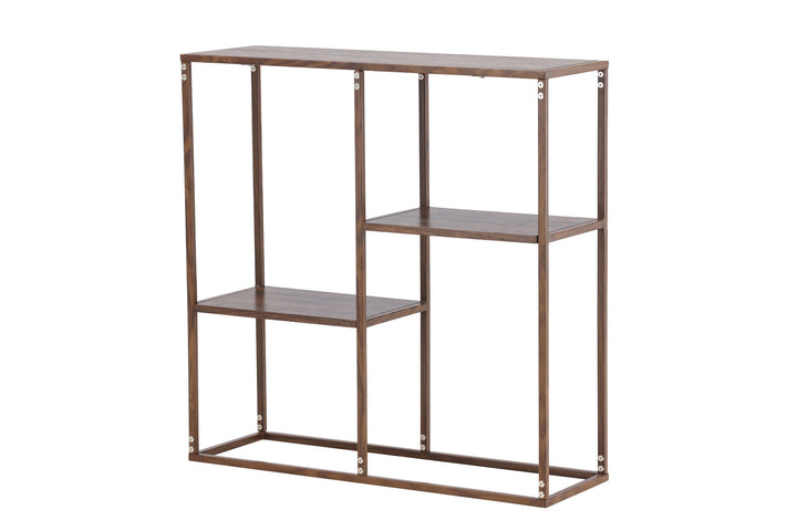 Venture Home Staal Bookcase 80x26x81 cm - Steel Frame Walnut / MDF with Walnut 3D Paper