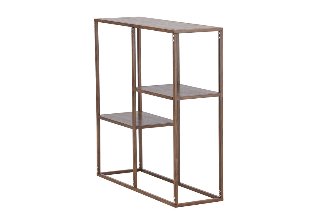 Venture Home Staal Bookcase 80x26x81 cm - Steel Frame Walnut / MDF with Walnut 3D Paper