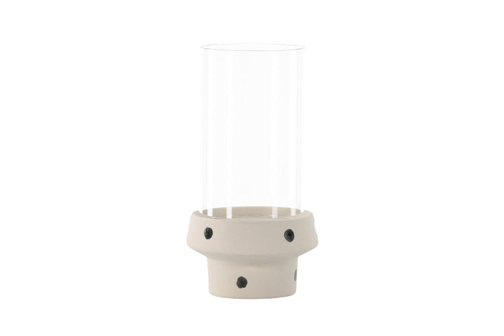 Venture Home Davida Lantern -  White/Black Dots/Clear Glass - 15*H29cm
