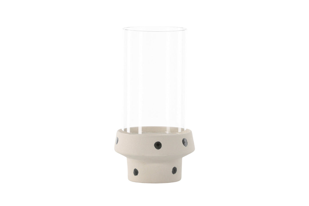 Venture Home Davida Lantern -  White/Black Dots/Clear Glass - 15*H29cm