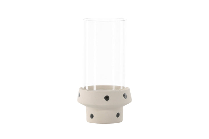 Venture Home Davida Lantern -  White/Black Dots/Clear Glass - 15*H29cm