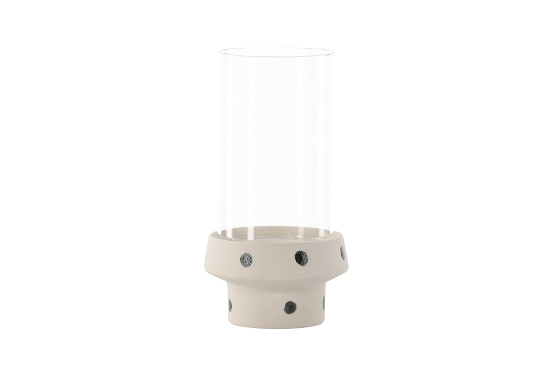 Venture Home Davida Lantern -  White/Black Dots/Clear Glass - 15*H29cm