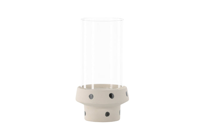 Venture Home Davida Lantern -  White/Black Dots/Clear Glass - 15*H29cm