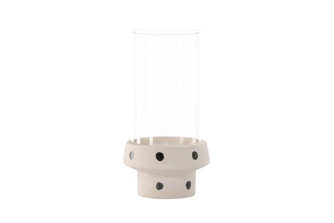 Venture Home Davida Lantern -  White/Black Dots/Clear Glass - 15*H29cm
