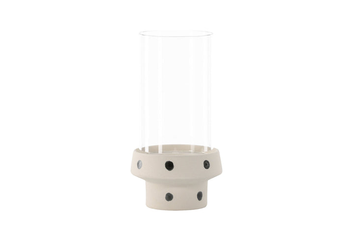 Venture Home Davida Lantern -  White/Black Dots/Clear Glass - 15*H29cm