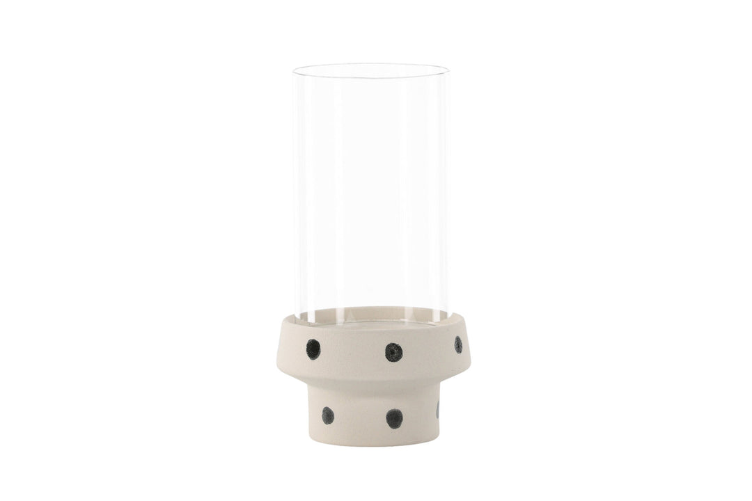 Venture Home Davida Lantern -  White/Black Dots/Clear Glass - 15*H29cm