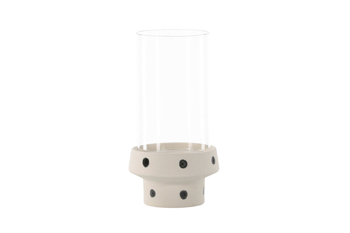 Venture Home Davida Lantern -  White/Black Dots/Clear Glass - 15*H29cm