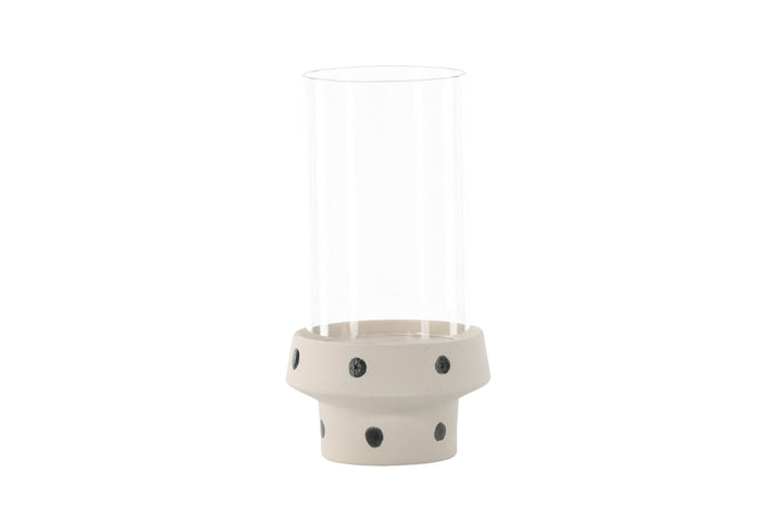 Venture Home Davida Lantern -  White/Black Dots/Clear Glass - 15*H29cm