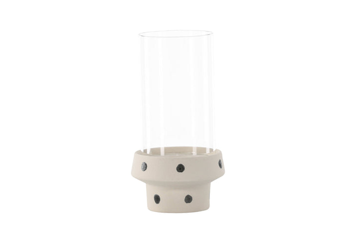 Venture Home Davida Lantern -  White/Black Dots/Clear Glass - 15*H29cm