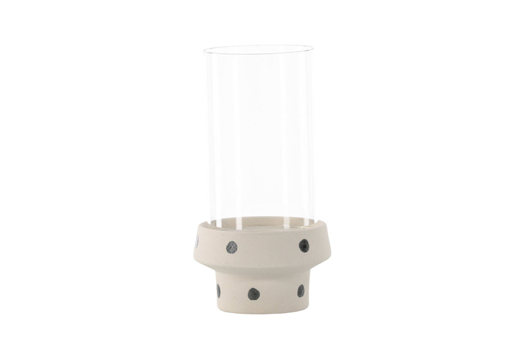 Venture Home Davida Lantern -  White/Black Dots/Clear Glass - 15*H29cm