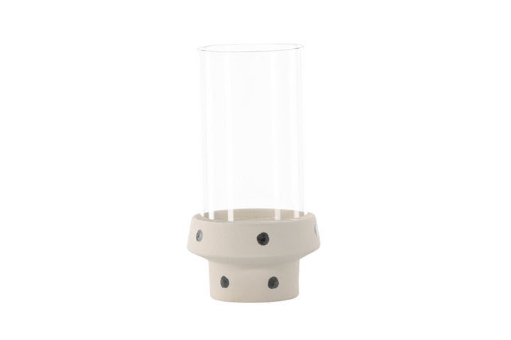 Venture Home Davida Lantern -  White/Black Dots/Clear Glass - 15*H29cm