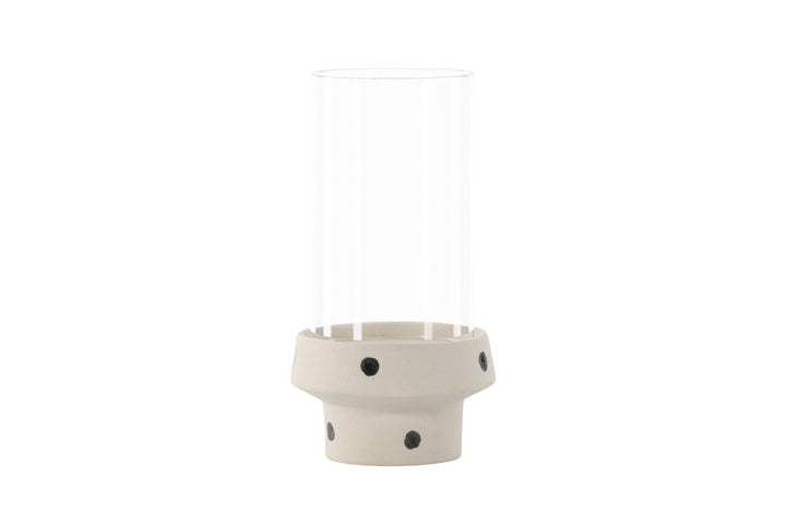 Venture Home Davida Lantern -  White/Black Dots/Clear Glass - 15*H29cm
