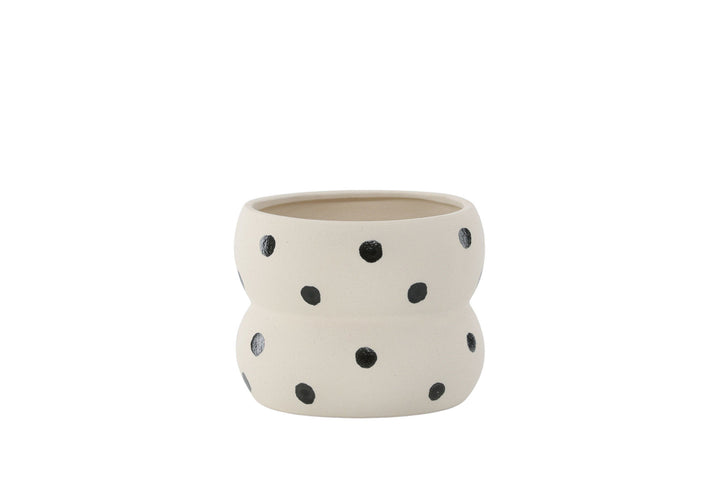 Venture Home Dapne Pot - White/Black Dots - 16*16*13cm
