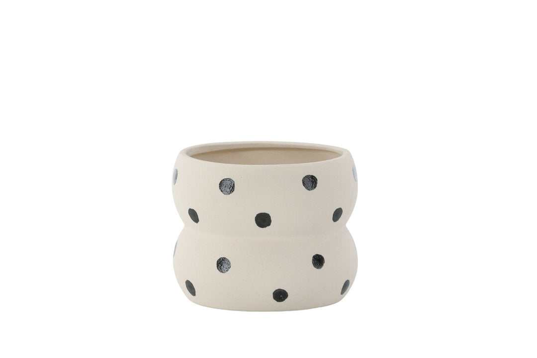 Venture Home Dapne Pot - White/Black Dots - 16*16*13cm