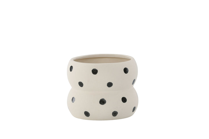 Venture Home Dapne Pot - White/Black Dots - 16*16*13cm