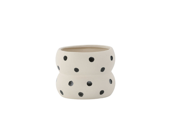 Venture Home Dapne Pot - White/Black Dots - 16*16*13cm
