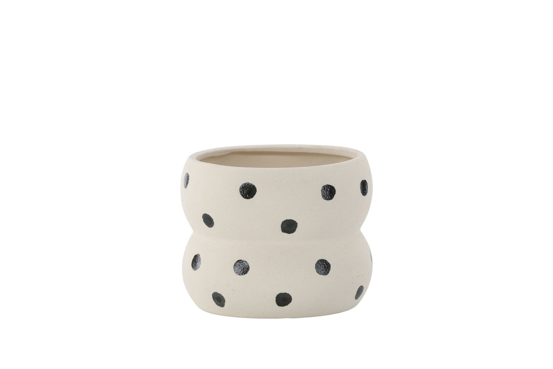 Venture Home Dapne Pot - White/Black Dots - 16*16*13cm