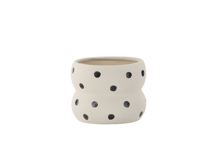 Venture Home Dapne Pot - White/Black Dots - 16*16*13cm