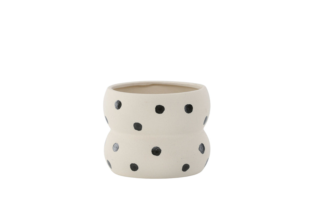 Venture Home Dapne Pot - White/Black Dots - 16*16*13cm