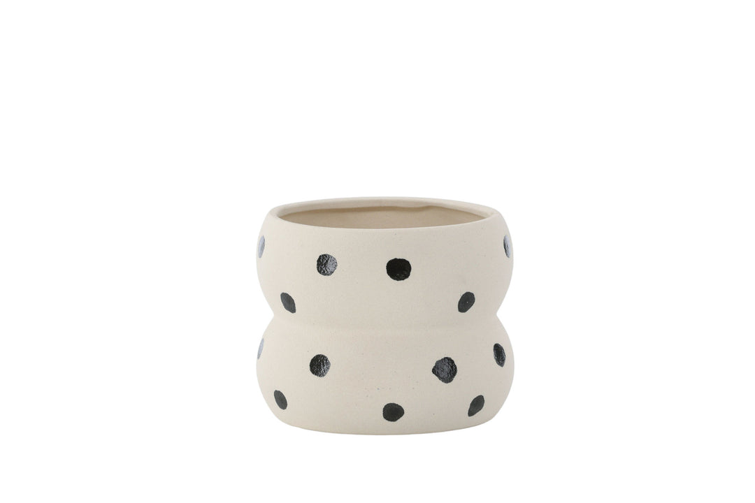 Venture Home Dapne Pot - White/Black Dots - 16*16*13cm