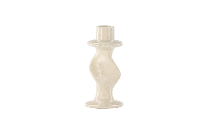 Venture Home Glory Candlestick - Beige/Black Dots - D2*W6*H12cm