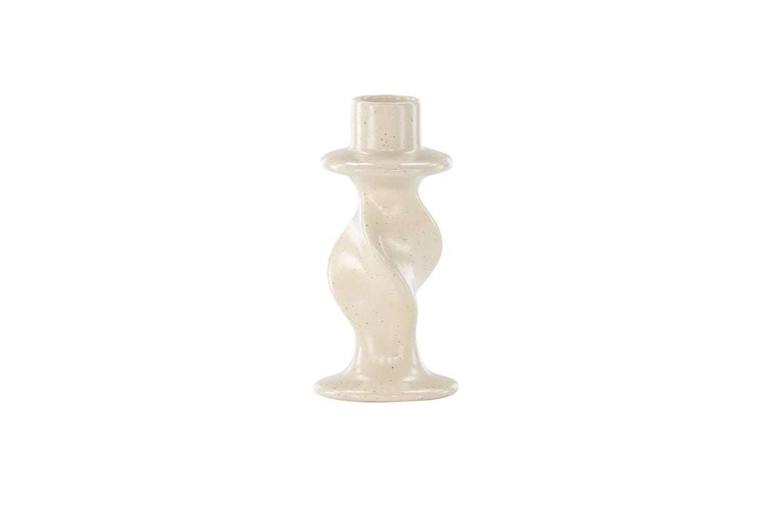 Venture Home Glory Candlestick - Beige/Black Dots - D2*W6*H12cm