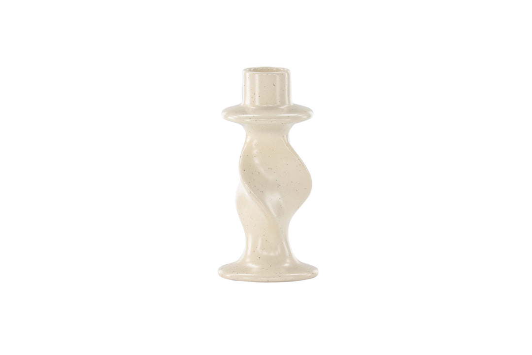 Venture Home Glory Candlestick - Beige/Black Dots - D2*W6*H12cm