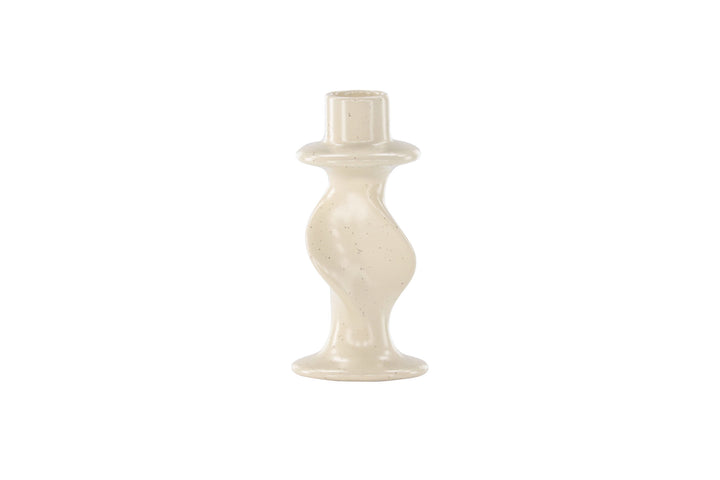 Venture Home Glory Candlestick - Beige/Black Dots - D2*W6*H12cm