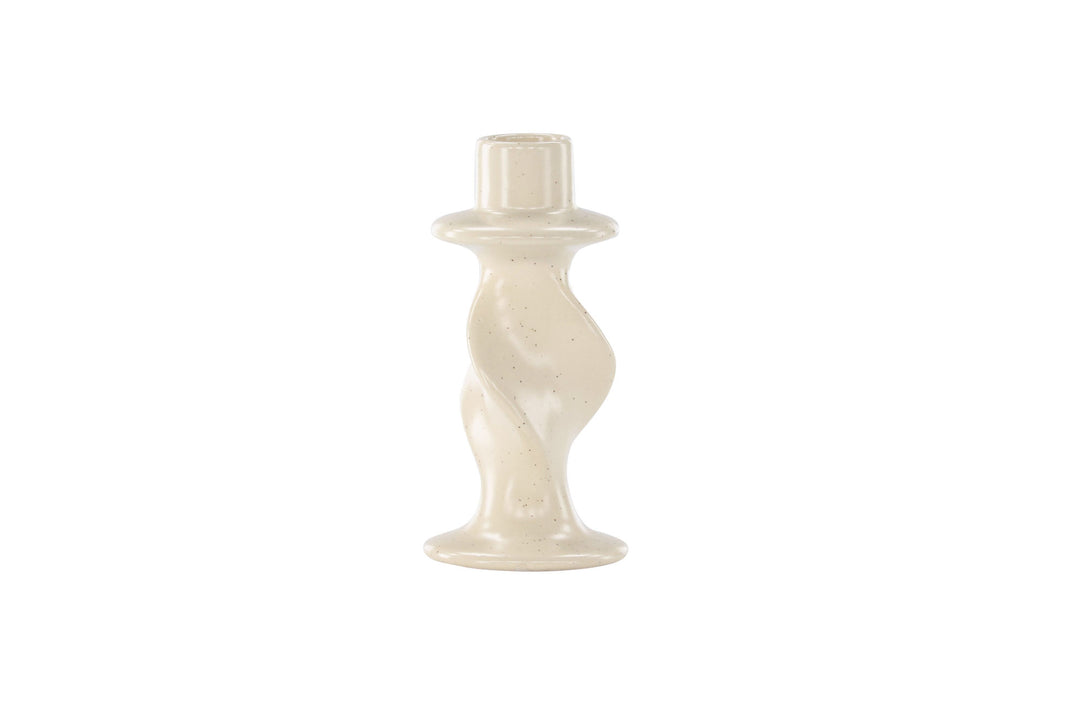 Venture Home Glory Candlestick - Beige/Black Dots - D2*W6*H12cm