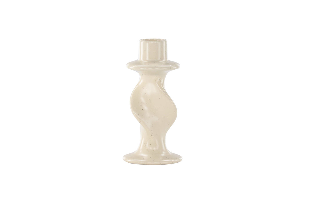 Venture Home Glory Candlestick - Beige/Black Dots - D2*W6*H12cm